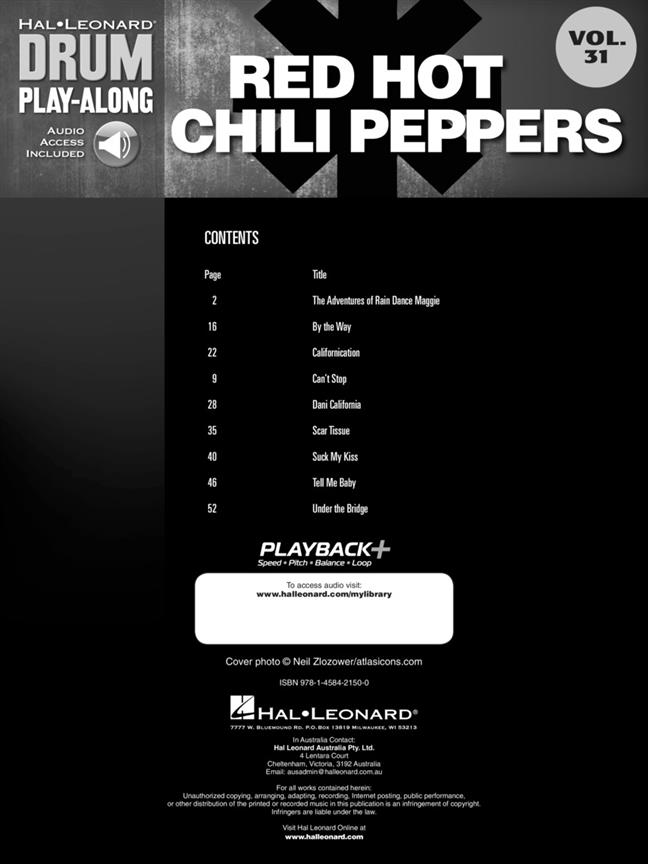 Red Hot Chili Peppers - Drum Play-Along Volume 31 - noty na bicí soupravu