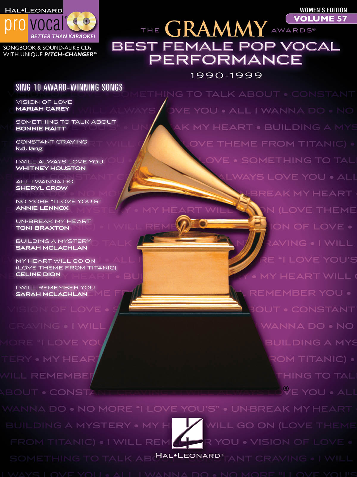 The Grammy Awards Best Female Pop Vocal 1990-1999 - Pro Vocal Women's Edition Volume 57 - písně pro zpěv, klavír s akordy pro kytaru