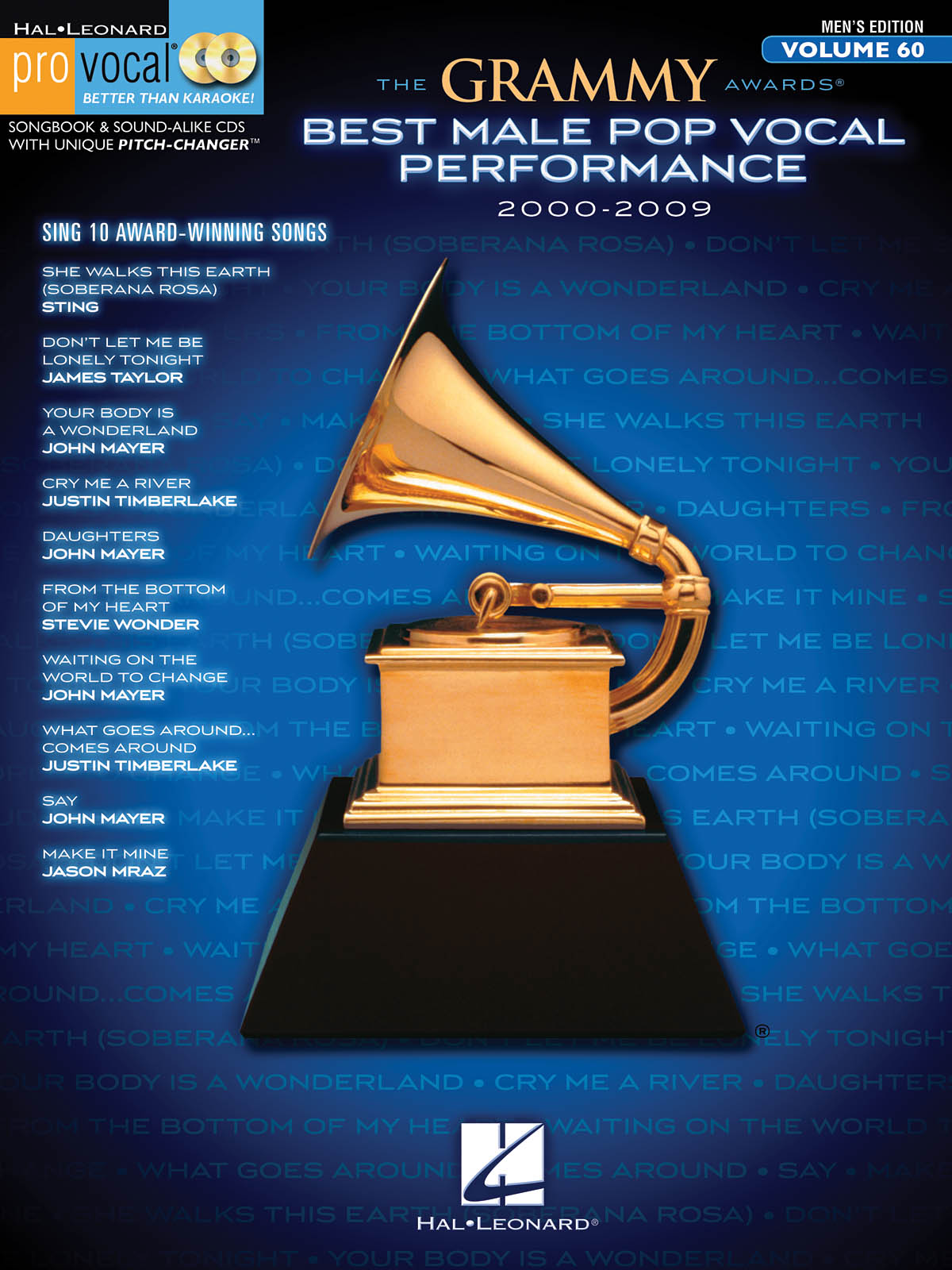 The Grammy Awards Best Male Pop Vocal 2000-2009 - Pro Vocal Men's Edition Volume 60 - písně pro zpěv, klavír s akordy pro kytaru