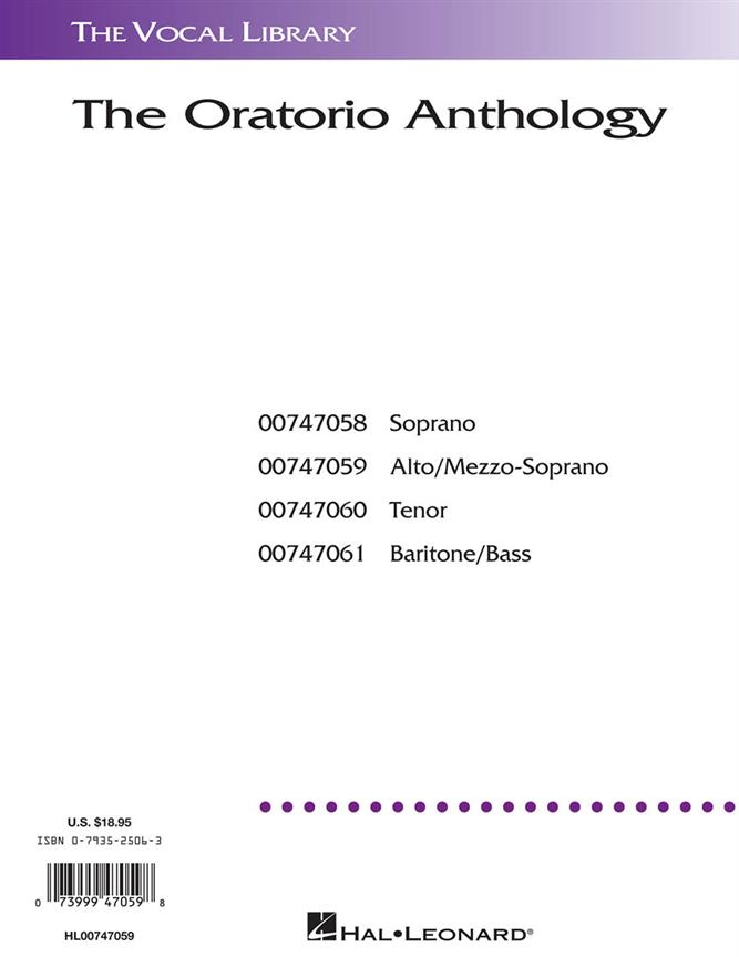 The Oratorio Anthology - Mezzo Soprano - noty pro mezzosoprán