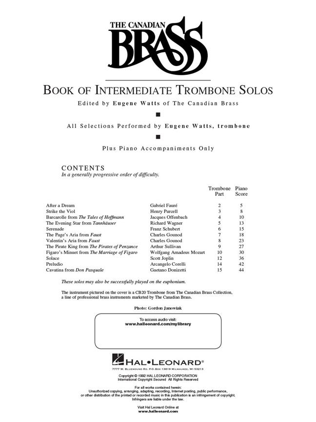 Canadian Brass Book Of Intermediate Trombone Solos - noty na trombon