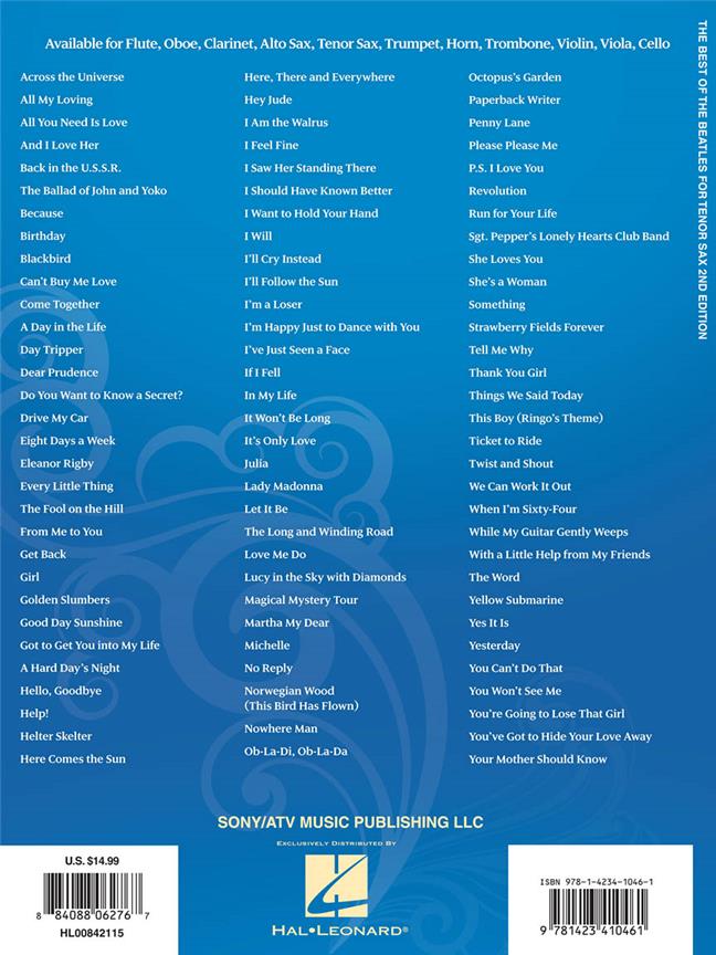 Best of the Beatles for Tenor Sax - noty pro tenor saxofon