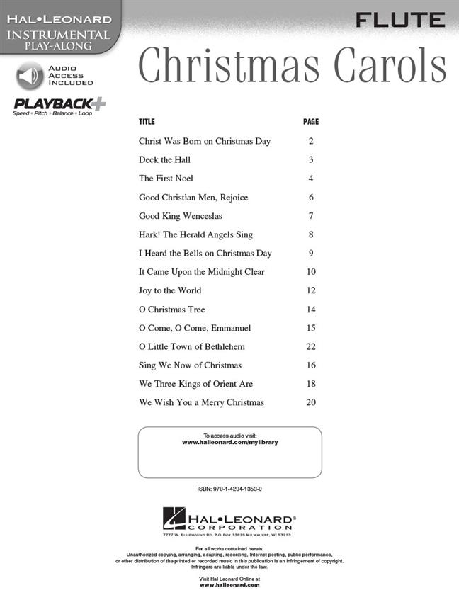 Christmas Carols - Flute - Instrumental Play-Along - vánočné melodie pro příčnou flétnu