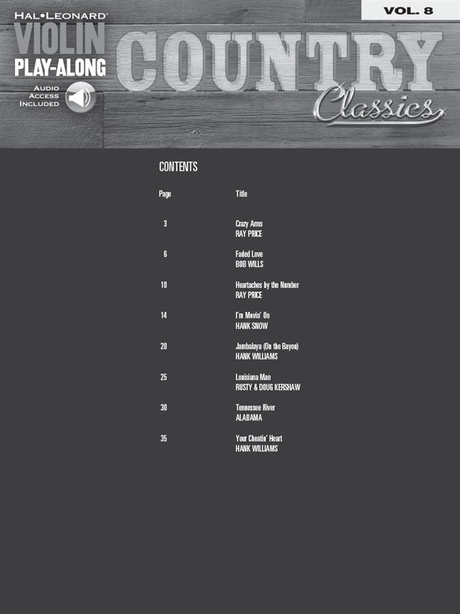 Country Classics - Violin Play-Along Volume 8 - noty na housle