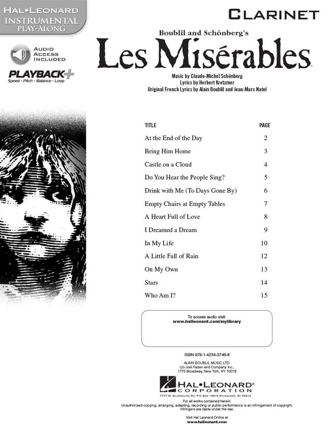 Les Miserables - Clarinet - Instrumental Play-Along - noty na klarinet