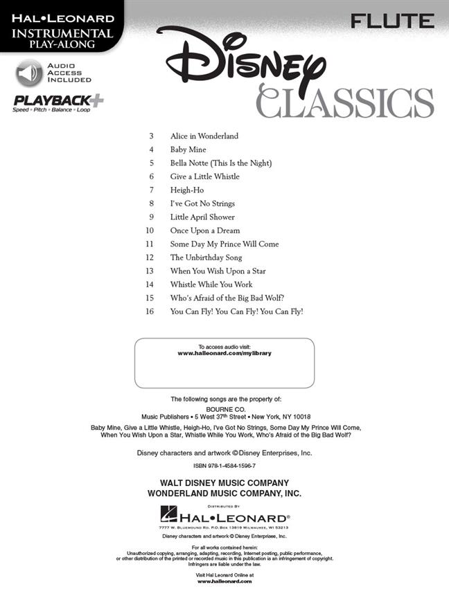 Disney Classics - Flute - Instrumental Play-Along - filmové melodie pro příčnou flétnu