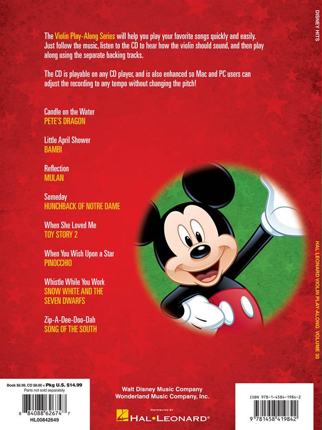 Disney Hits - Violin Play-Along Volume 30 - noty pro housle