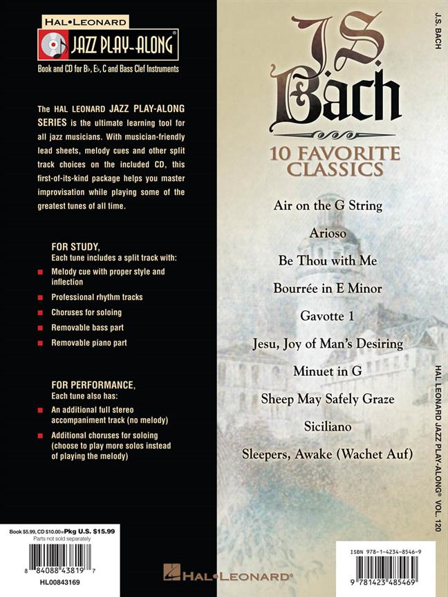 J.S. Bach - Jazz Play-Along Volume 120 - noty pro trubku, housle, flétnu