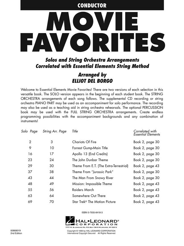Essential Elements - Movie Favorites for Strings - Conductor + CD - noty pro orchestr