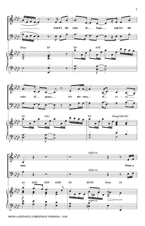 From A Distance - (Christmas Version) - pro sbor SAB a klavír
