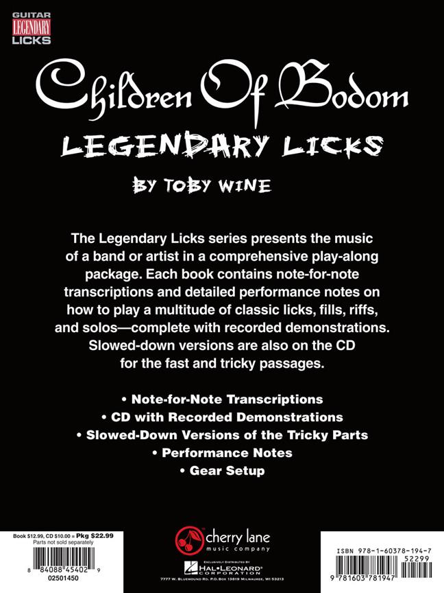 Children Of Bodom - Legendary Licks  - noty na kytaru