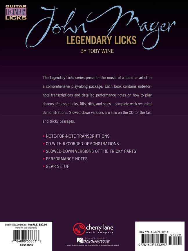 John Mayer Legendary Licks - Guitar Educational - noty na kytaru