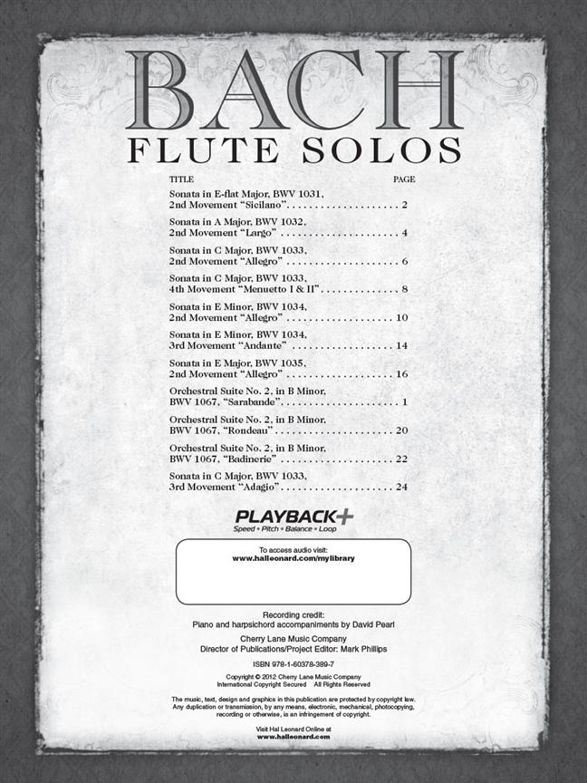 Bach Flute Solos - klasické melodie pro příčnou flétnu
