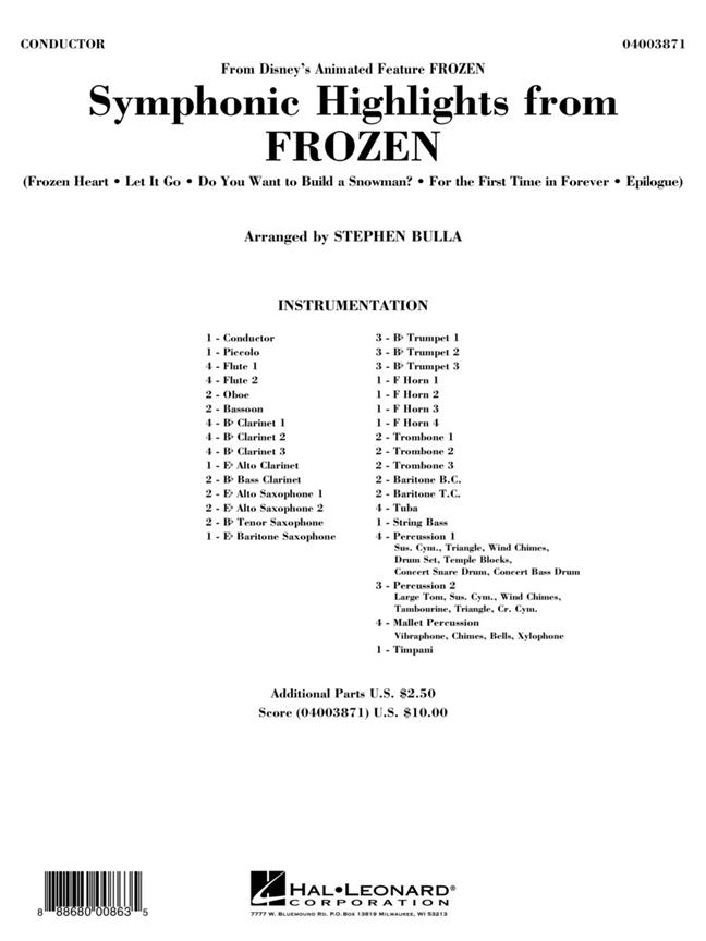 Symphonic Highlights from Frozen - From Disney's Animated Feature FROZEN Set (Score & Parts)