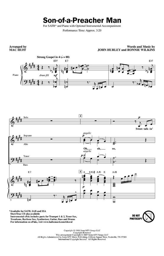 Son Of A Preacher Man (SATB) - pro sbor SATB