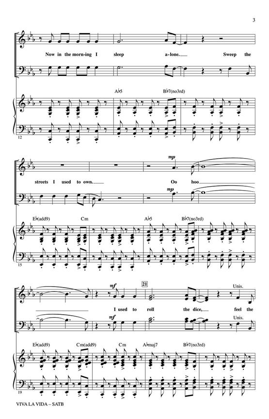 Viva la Vida noty pro sbor SATB a klavír
