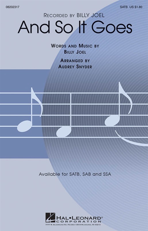 JOEL BILLY AND SO IT GOES (SNYDER AUDREY) SATB CHORAL