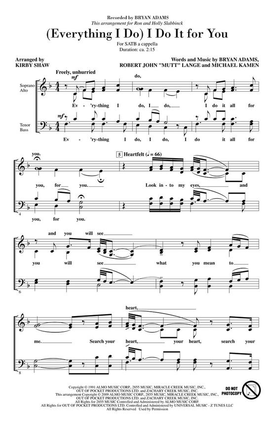 (Everything I do) I do it for You noty pro sbor SATB