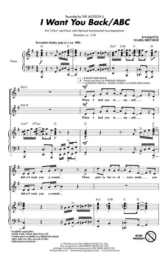 I Want You Back/ABC - pro sbor 2-Part