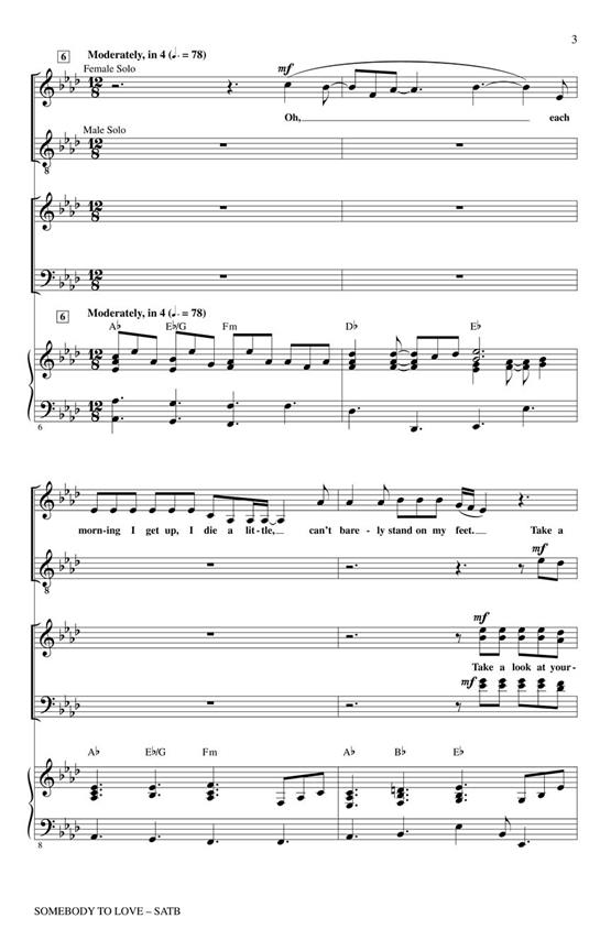 Somebody To Love - From GLEE (Freddie Mercury) noty pro sbor SATB