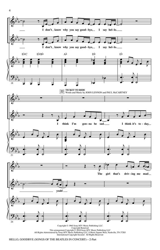 Hello, Goodbye - Songs of the Beatles in Concert - pro sbor 2-Part