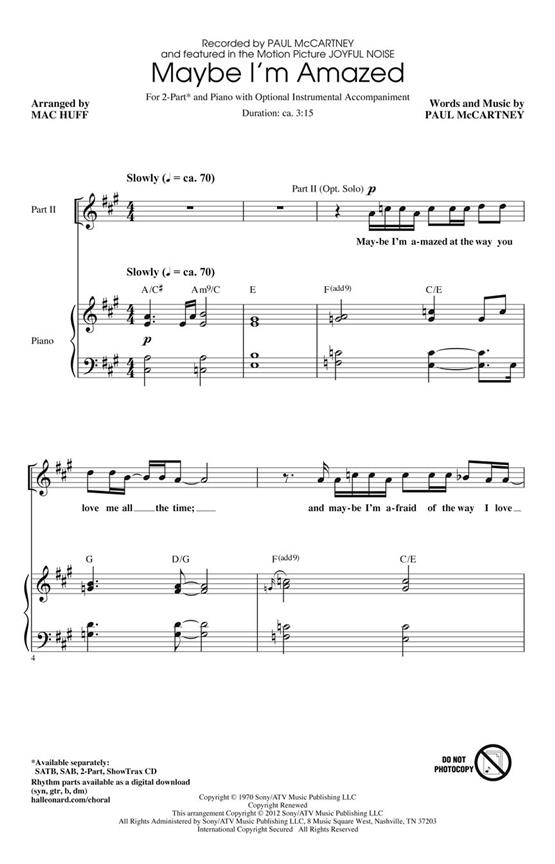 Maybe I'm Amazed - from Joyful Noise - pro sbor 2-Part
