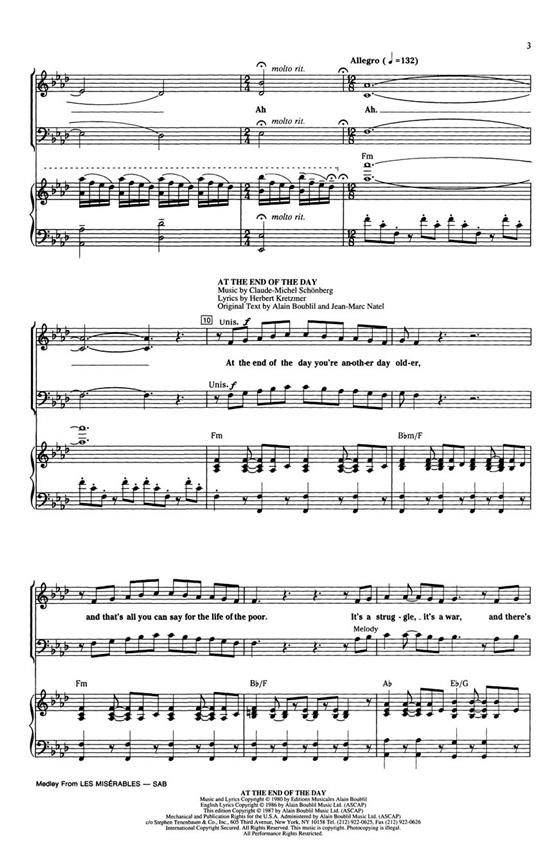 Les Miserables - Medley - noty pro sbor SA a klavír