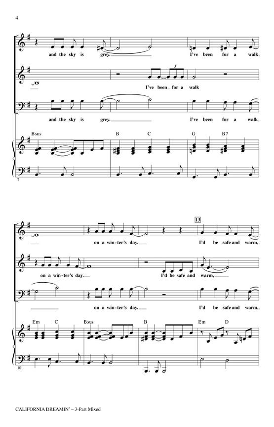 California Dreamin' - noty pro sbor 3-Part Choir