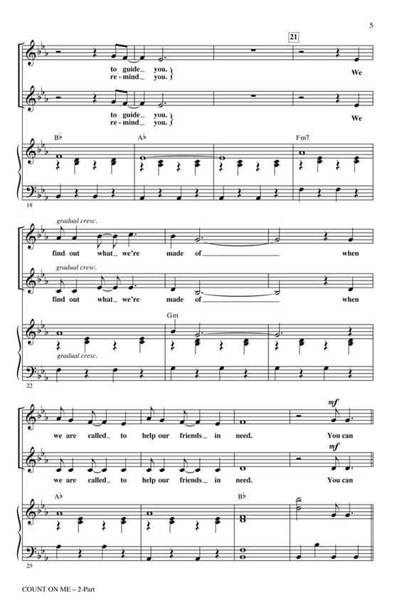 Count on Me - noty pro sbor 2-Part Choir a klavír