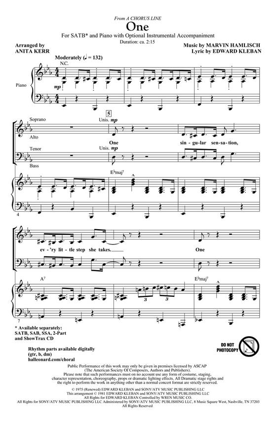 One (from: A Chorus Line) noty pro sbor SATB