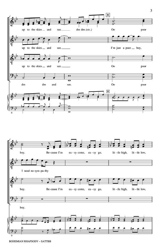 Bohemian Rhapsody - noty pro sbor SATTBB a Cappella