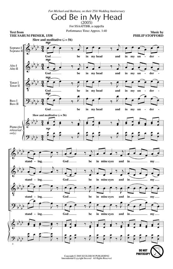 God Be in My Head - noty pro sborové skupiny