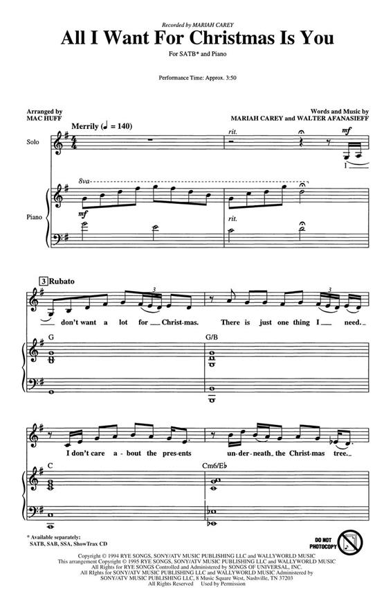 All I want for Christmas noty pro sbor SATB