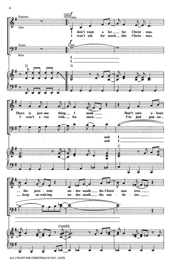 All I want for Christmas noty pro sbor SATB