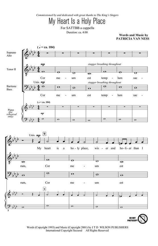 My Heart Is A Holy Place - SATTBB A Cappella noty pro sbor SATB