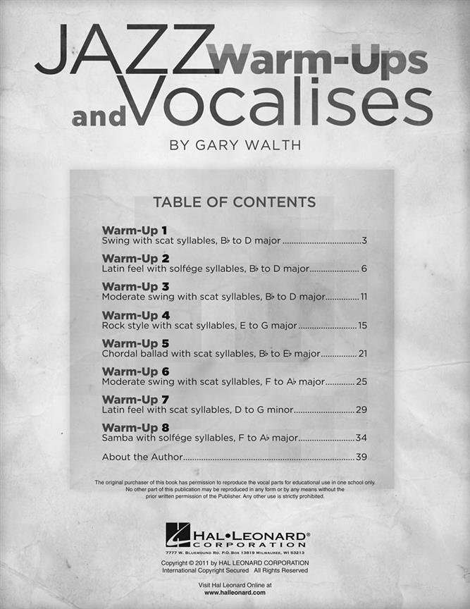 Jazz Warm-Ups And Vocalises  - pro zpěv