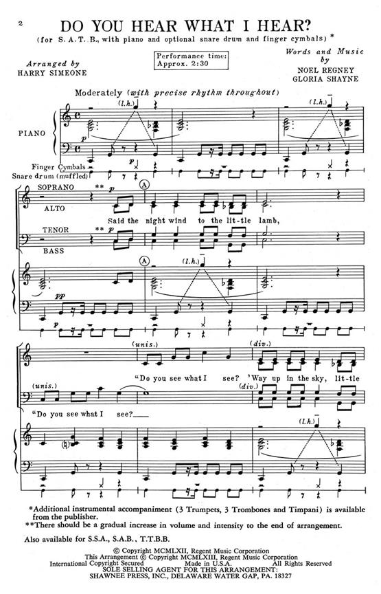 Regney/Shayne: Do You Hear What I Hear? (SATB/Piano)