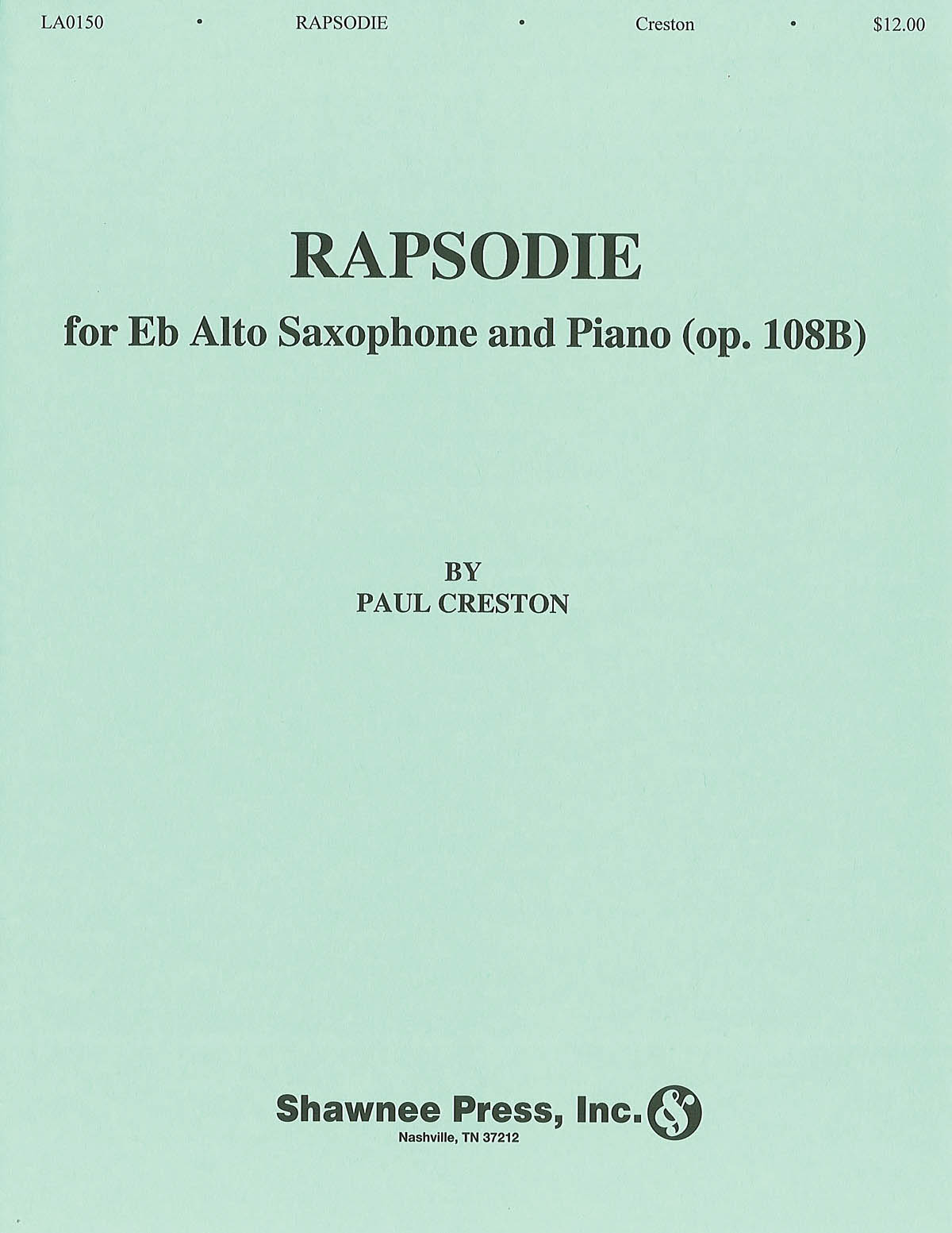 Rapsodie - for E-Flat Alto Saxophone and Piano - pro altový saxofon