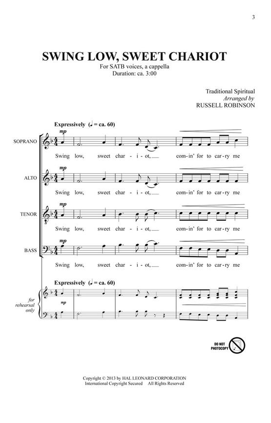 Swing Low, Sweet Chariot - pro sbor SATB a Cappella