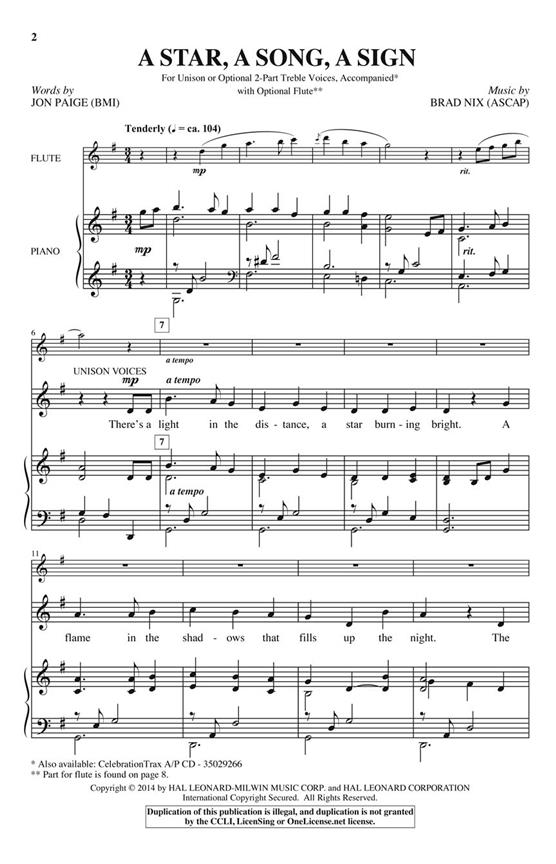 A Star, A Song, A Sign - pro sbor 2-Part