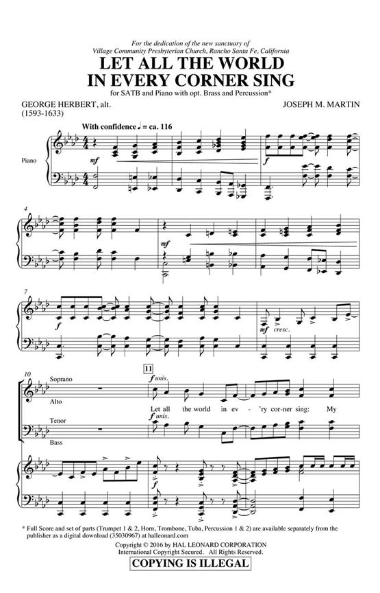 Let All the World in Every Corner Sing - pro sbor SATB