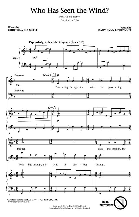 Who Has Seen the Wind? - pro sbor SATB