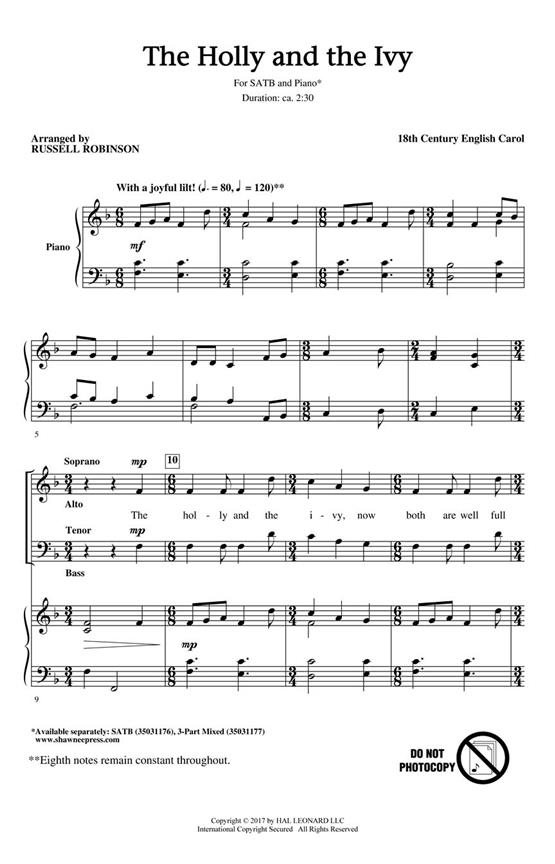 The Holly and the Ivy - pro sbor SATB