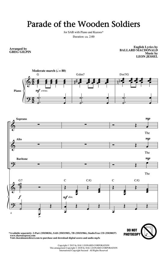 Parade Of The Wooden Soldiers - pro sbor SATB