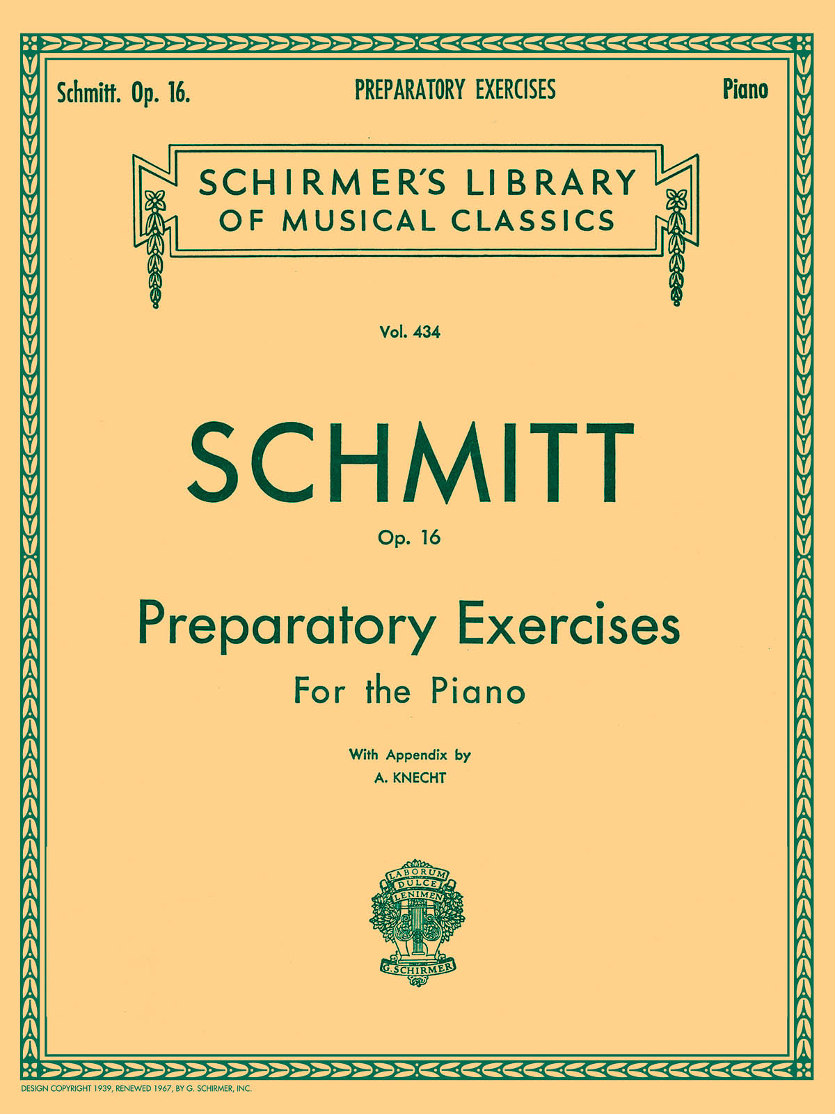 Schmitt - Preparatory Exercises, Op. 16 noty pro klavír