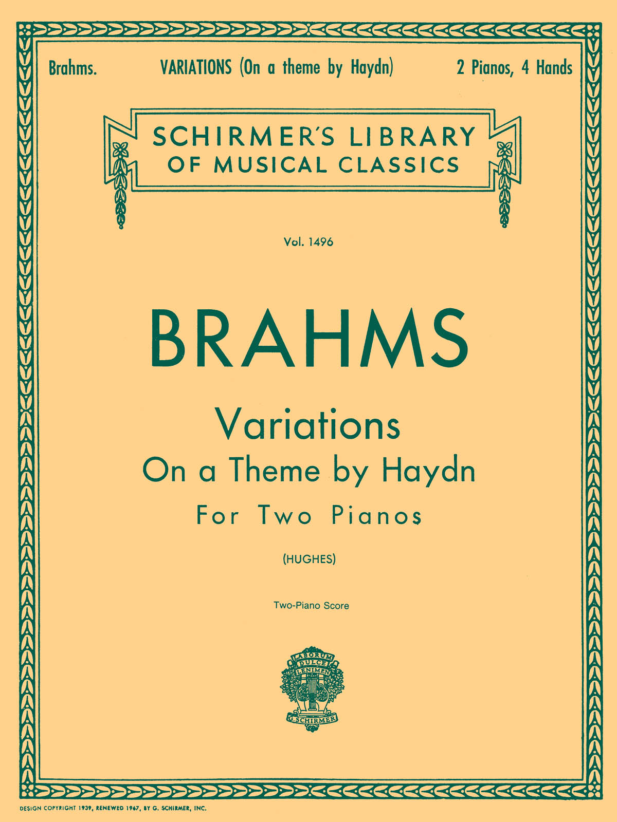 Variations On A Theme By Haydn Op.56b - Two Pianos, Four Hands. 2 Copies needed to perform. - pro čtyři ruce