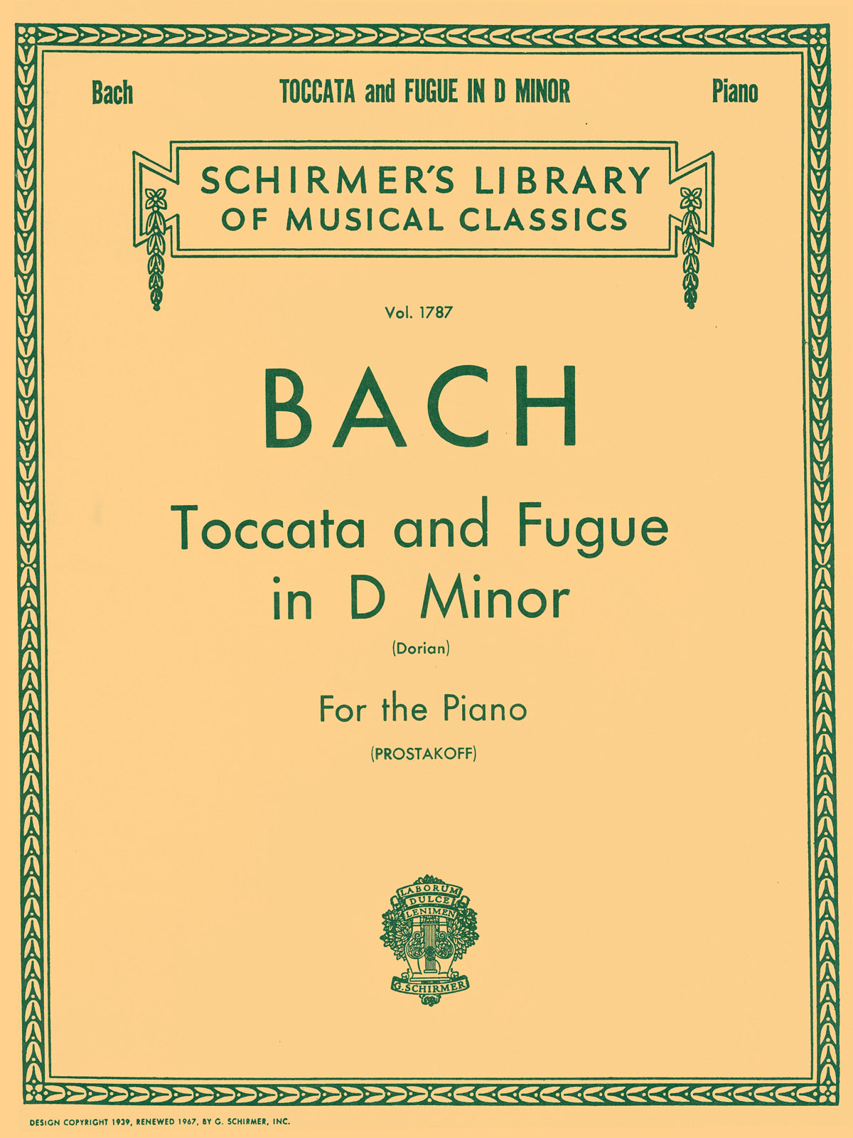 Dorian' Toccata And Fugue In D Minor - Schirmer's Library of Musical Classics Vol. 1787 - pro klavír