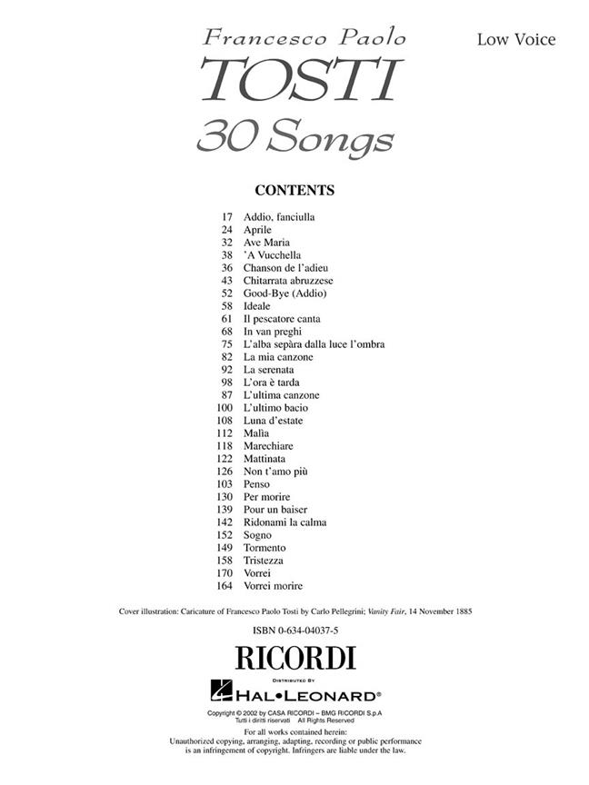 30 Songs For Low Voice noty pro zpěv a klavír