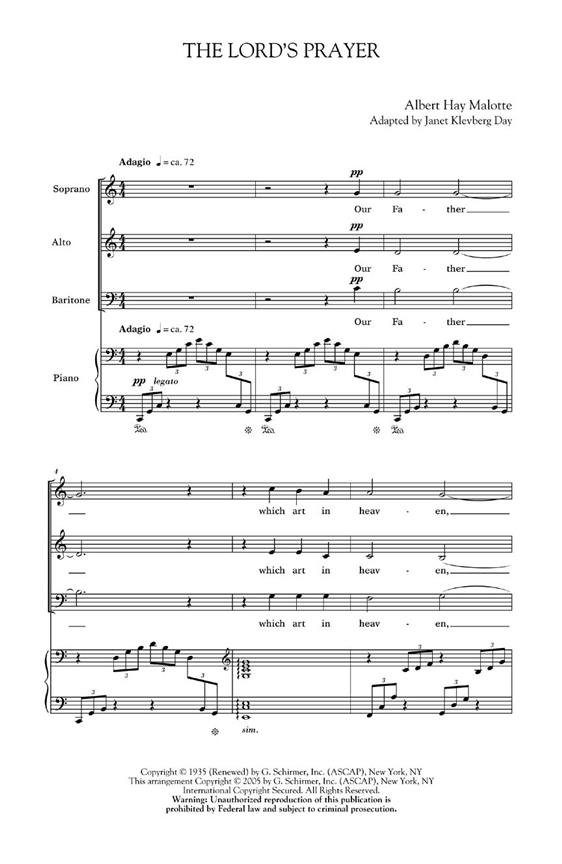The Lord's Prayer (Soprano/Tenor/SATB) - (in C, with Orchestra)