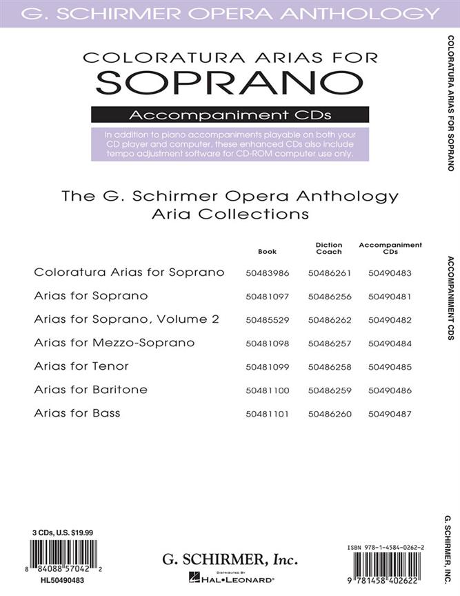 Coloratura Arias For Soprano - 2 Accompaniment Cds - arie pro zpěv